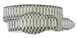 Natural Western Cowboy Belt Snake Print Leather - Rodeo Buckle