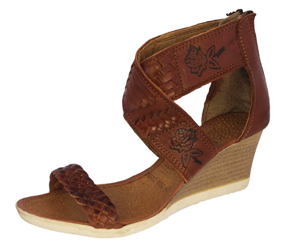 Womens Authentic Huaraches Real Leather Sandals Cognac - #2031