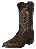 Mens #130 Brown Cowboy Boots Crocodile Tail Print - J Toe