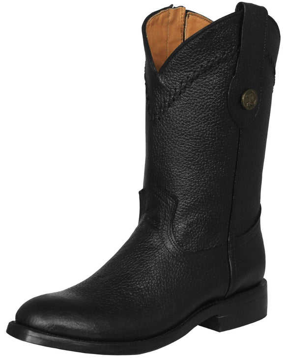 Mens Dean Black Western Boots Leather Zipper - Roper Toe