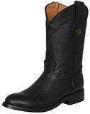 Mens Dean Black Western Boots Leather Zipper - Roper Toe