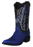 Mens #180 Blue Cowboy Boots Python Snake Print - J Toe