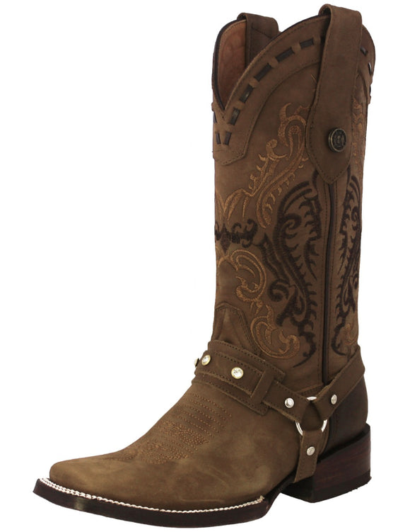 Womens Dallas Light Brown Western Boots Leather Removable Straps - Square Toe