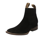 Mens Black Chelsea Boots Nubuck Leather - Square Toe