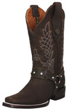 Womens Ida Brown Western Boots Leather Removable Straps - Square Toe