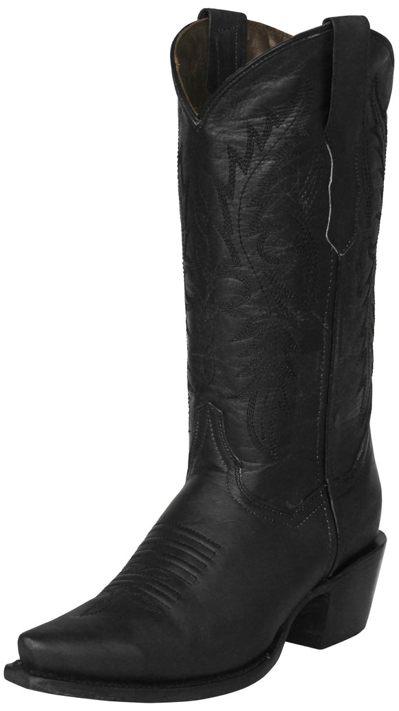 Womens Alexa Black Western Boots Leather - Snip Toe