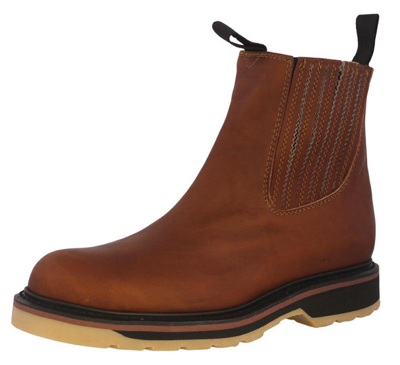 Mens Tan Leather Work Boots Soft Toe Shock Absorbing - #023SA