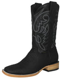 Mens #180AN Black Cowboy Boots Snake Print - Square Toe