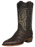 Mens Brown Cowboy Boots Crocodile Big Belly Print - Round Toe
