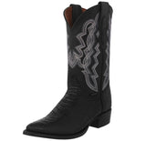 Mens Black Cowboy Boots Ostrich Leg Print Leather - J Toe