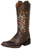 Womens Abigail Brown Cowboy Boots Leather - Square Toe