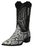 Mens Natural Cowboy Boots Snake Print Leather - J Toe