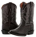 Kids Toddler Black Western Boots Stingray Print J Toe - #205