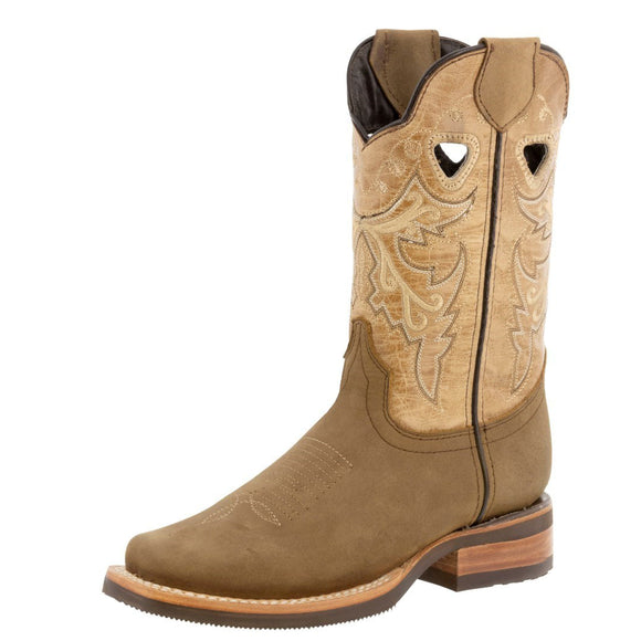 Womens Jesse Sand Western Cowboy Boots Leather - Square Toe