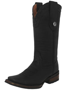 Womens Cassidy Black Western Boots Leather Rubber Sole - Square Toe