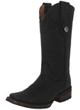 Womens Cassidy Black Western Boots Leather Rubber Sole - Square Toe