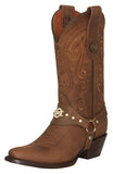 Womens Jane Cognac Western Boots Leather Removable Strap - Snip Toe