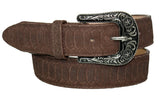 Brown #180S Western Belt Snake Print Nubuck Leather - Removable Buckle