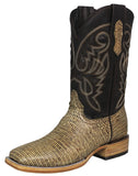 Mens #175N Sand Cowboy Boots Teju Lizard Print - Square Toe