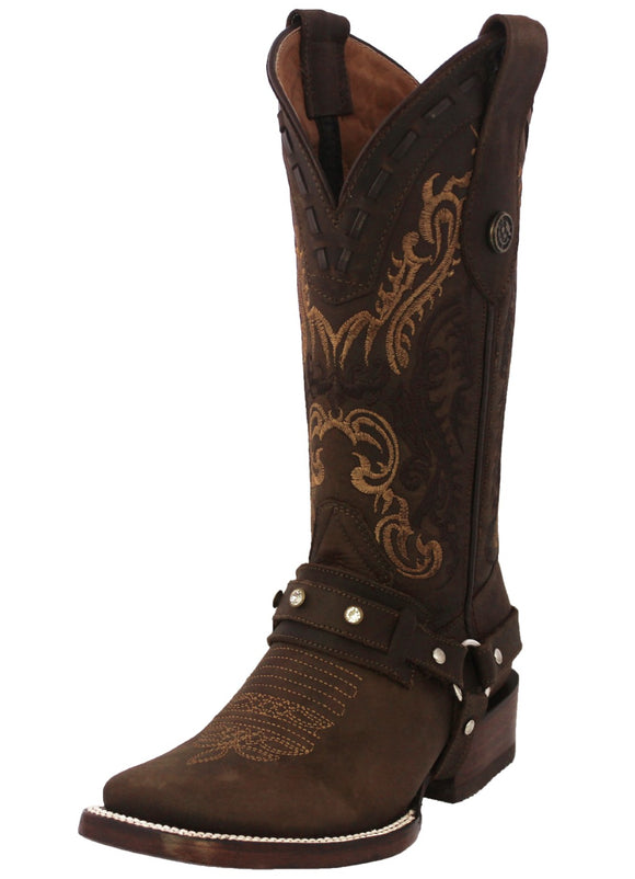 Womens Dallas Brown Western Boots Leather Removable Straps - Square Toe