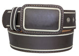 Brown #013 Western Belt Formal Leather - Removable Buckle