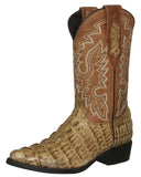 Mens #130 Sand Cowboy Boots Crocodile Tail Print - J Toe