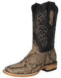 Mens #183N Brown Cowboy Boots Mamba Print - Square Toe