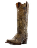 Womens Summer Brown Leather Cowboy Boots - Snip Toe