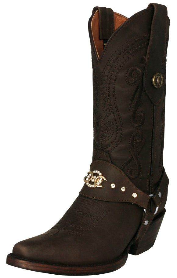 Womens Jane Brown Western Boots Leather Removable Strap - Snip Toe