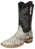 Mens #182N Honey Brown Cowboy Boots Snake Print - Square Toe