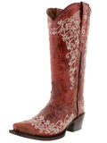 Womens Stella Red Leather Cowboy Boots - Snip Toe