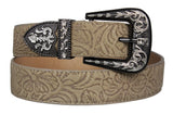 Sand #475 Western Cowboy Belt Tooled Leather - Removable Buckle
