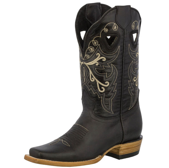 Womens Jesse Black Western Boots Classic Leather - Square Toe