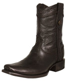 Mens Dean Dark Brown Western Boots Leather Zipper - Square Toe