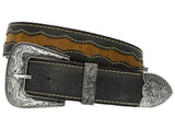 Black #350 Western Belt Overlay Leather - Removable Buckle