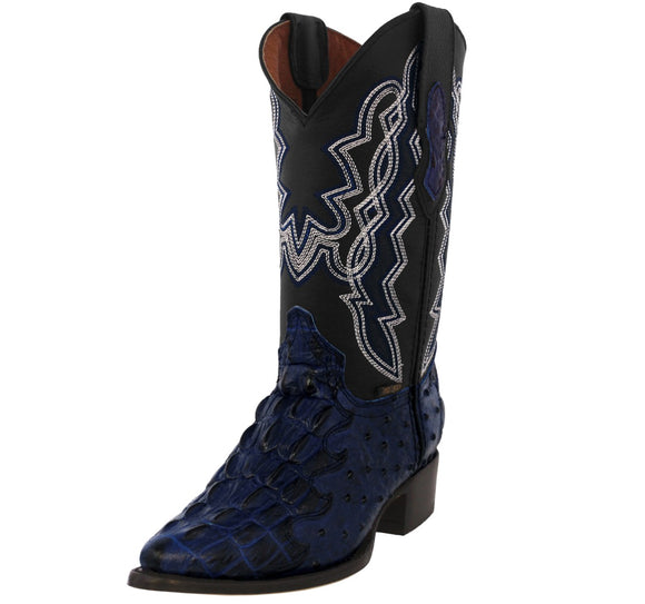 Mens Blue Crocodile & Ostrich Print Leather Cowboy Boots - J Toe