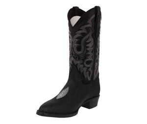 Mens Black Stingray Diamond Print Leather Cowboy Boots - J Toe