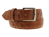 Cognac Western Cowboy Belt Anteater Print Leather - Silver Buckle