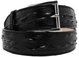 Black Western Belt Iguana Print Leather - Silver Buckle