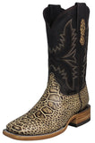 Mens #170N Sand Cowboy Boots Sea Turtle Shell Print - Square Toe