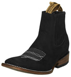 Mens Black Chelsea Boots Nubuck Leather - Square Toe