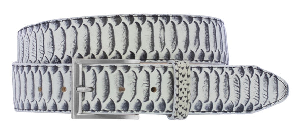 Natural Western Cowboy Belt Snake Print Leather - Silver Buckle
