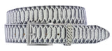 Natural Western Cowboy Belt Snake Print Leather - Silver Buckle