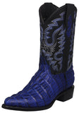 Mens #130 Blue Cowboy Boots Crocodile Tail Print - J Toe