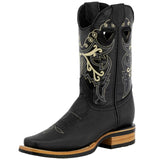 Womens Jesse Black Western Cowboy Boots Leather - Square Toe