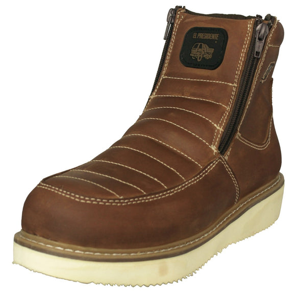 Mens 300RA Light Brown Work Boots Leather Zipper - Soft Toe