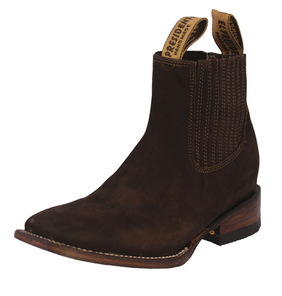 Womens #510 Dark Brown Chelsea Cowboy Boots Leather - Square Toe