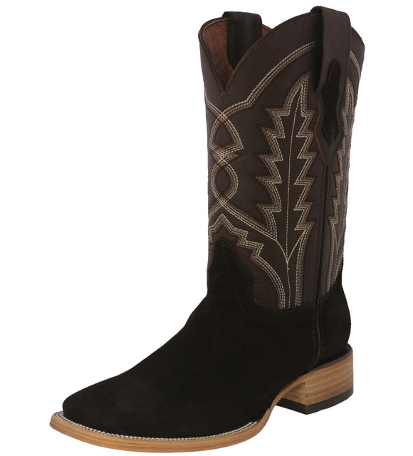 Mens #GAM Dark Brown Western Boots Suede Leather - Square Toe