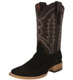 Mens #GAM Dark Brown Western Boots Suede Leather - Square Toe