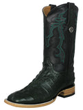 Mens #132N Green Cowboy Boots Crocodile Tail Print - Square Toe